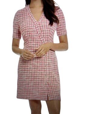 London Times Women's Houndstooth Faux-Wrap Dress Size 12 NWT